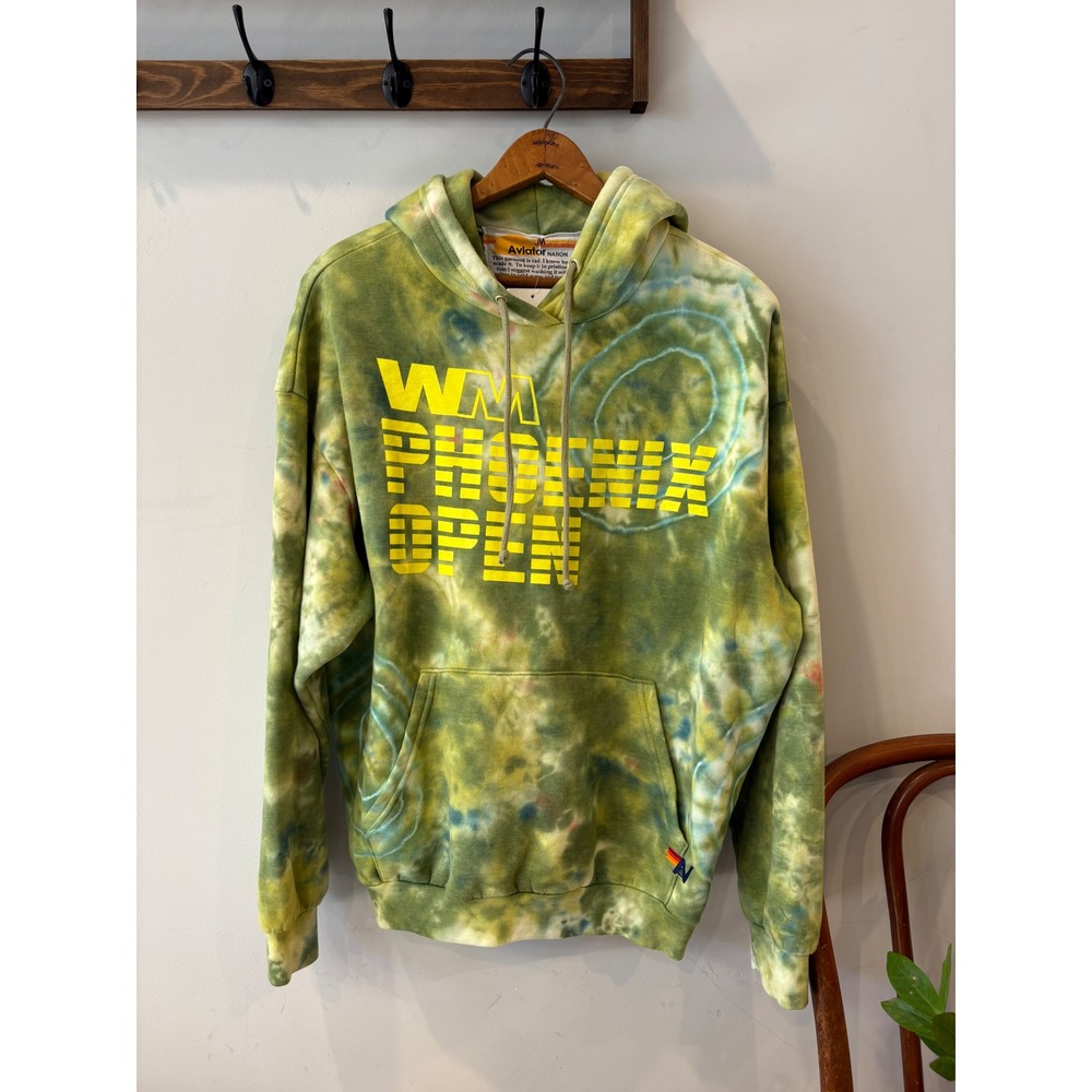 Aviator Nation WM Phoenix Open Tie Dye Hoodie Green Yellow PGA Tour NWT